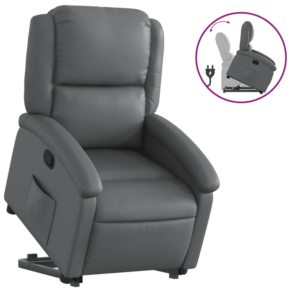 Poltrona Alzapersona Reclinabile Grigio in Similpelle 3204229