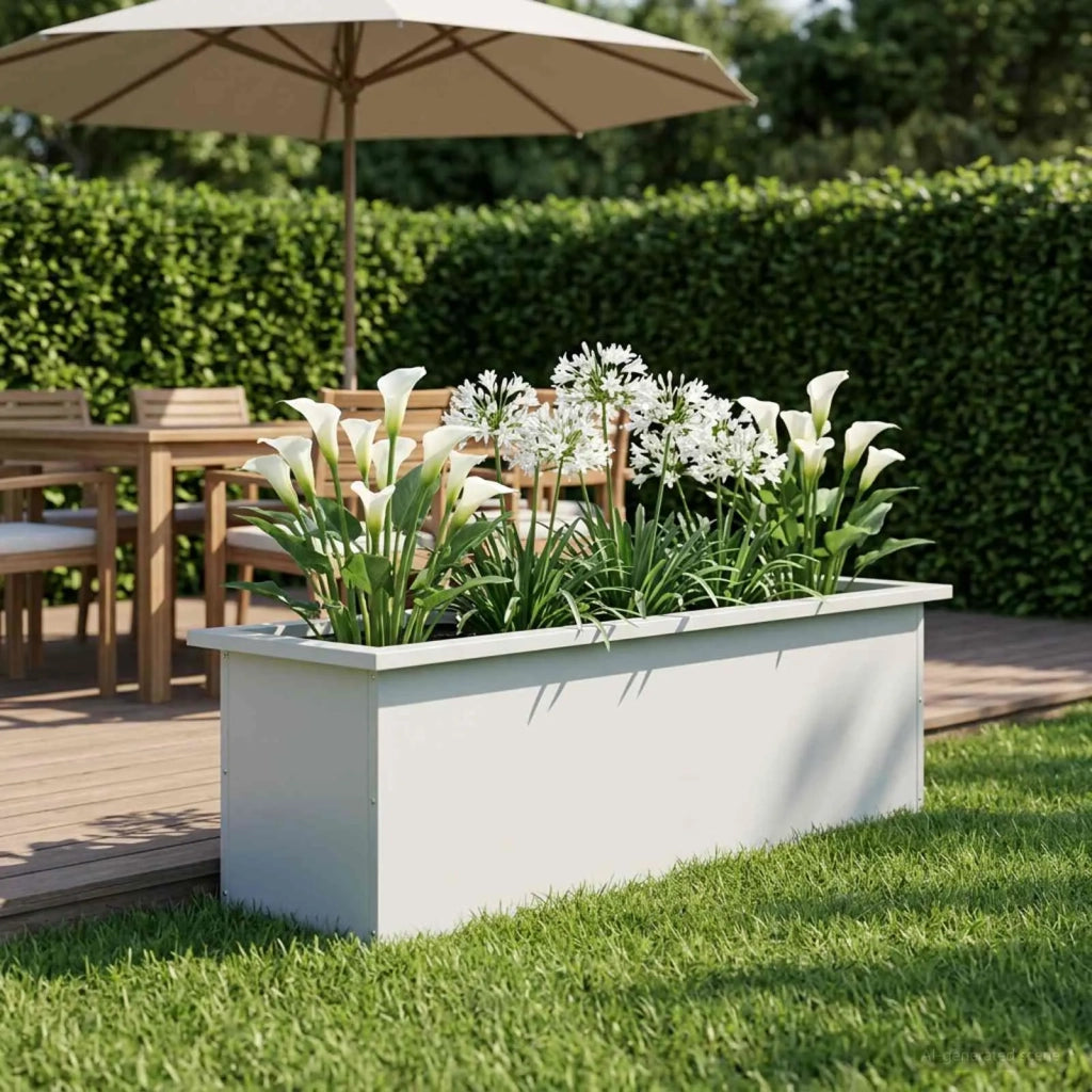 Fioriera da giardino con LED Bianco 30 x 100 x 30 cm Acciaio 8008114