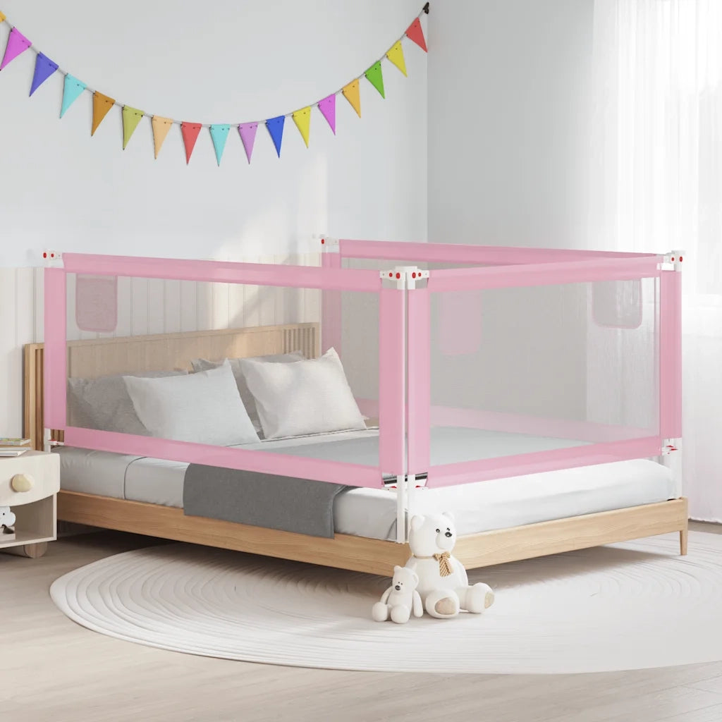Sponda Letto di Sicurezza per Bambini Rosa 200x25 cm Tessuto 10206