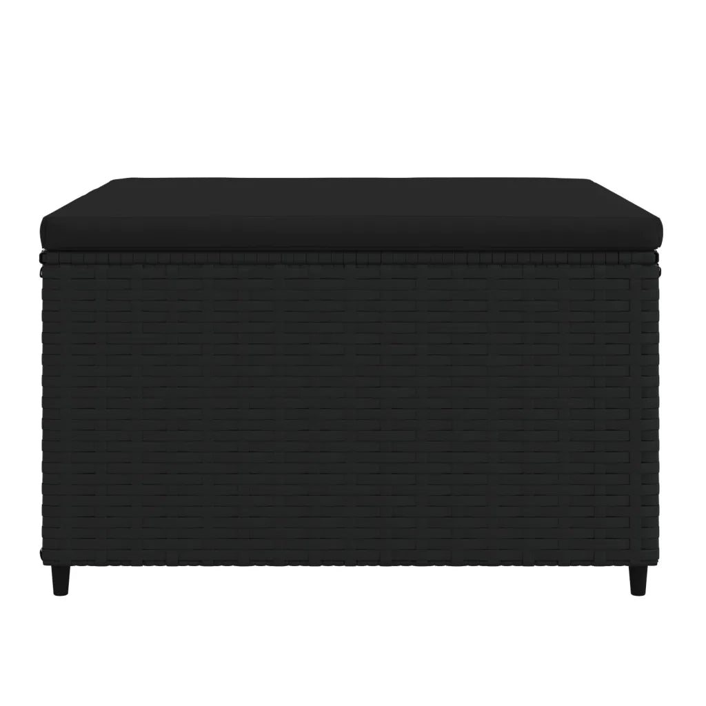 Poggiapiedi da Giardino con Cuscino in Polyrattan Nero CFW2982969