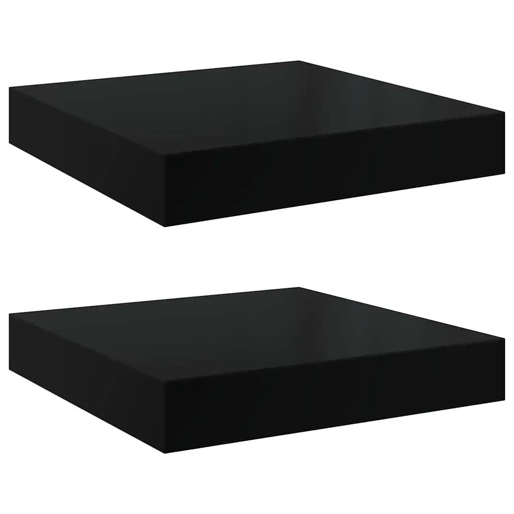 Scaffali a Parete 2 pz Nero Lucido 23x23,5x3,8 cm in MDF 323761