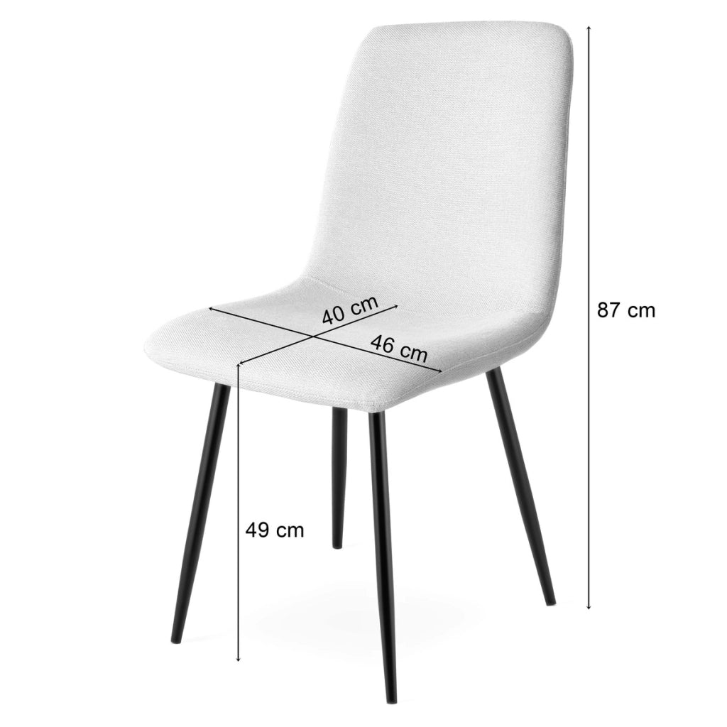 Set di 3 sedie imbottite Rift beige con gambe nere