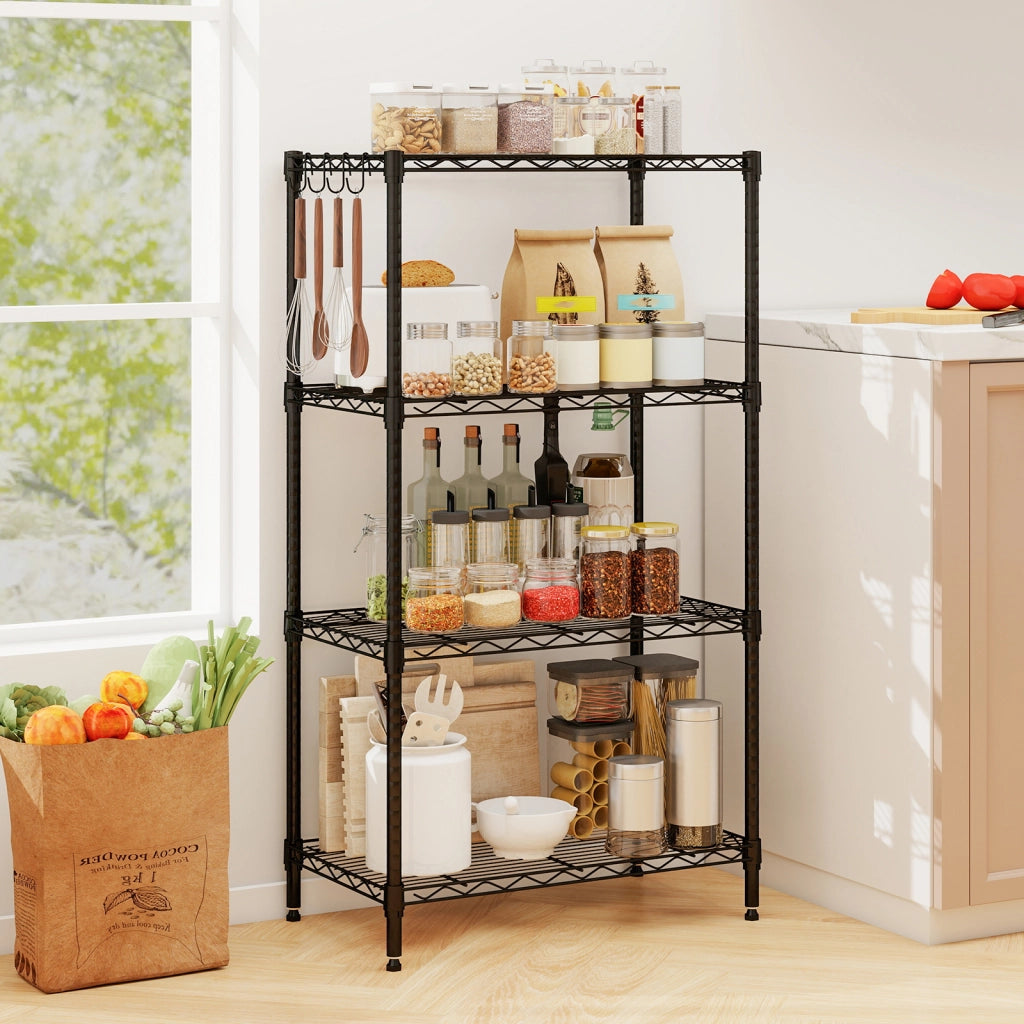 Scaffale metallo 4 ripiani regolabile resistente rete v-Scaffale organizzatore casa cucina garage 272 kg 59 x 34 x 108 cm