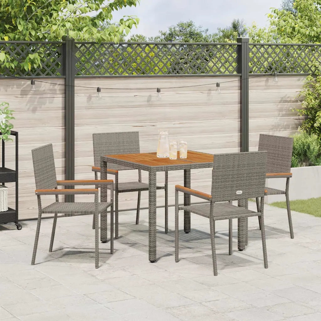 Set da Pranzo per Giardino 5 pcs Grigio polyrattan 3365405