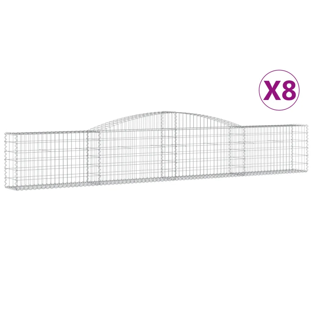 Cesti Gabbioni ad Arco 8 pz 400x30x60/80 cm Ferro Zincato 3146846