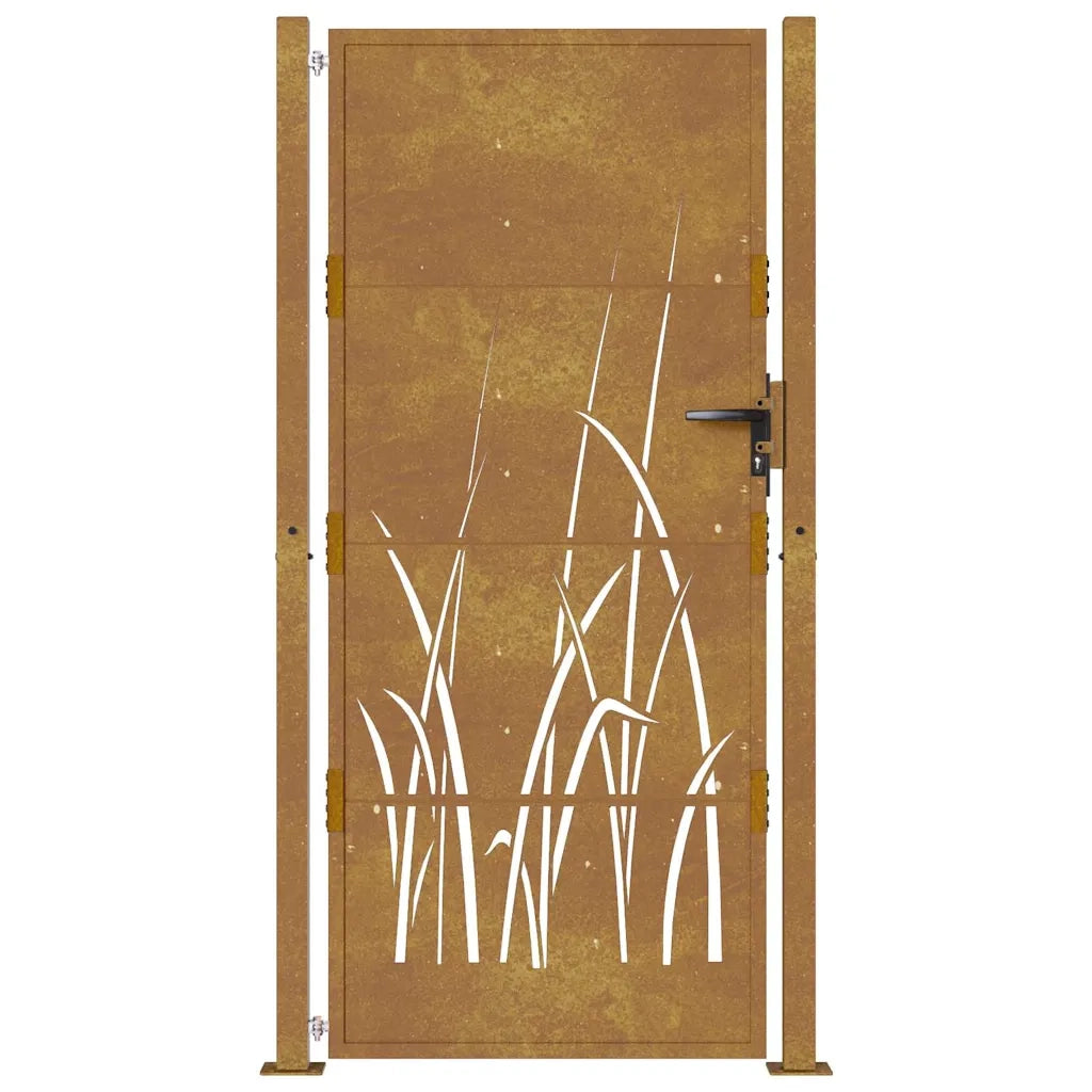 Cancello da giardino 100x175 cm in acciaio Corten con design erba 153176