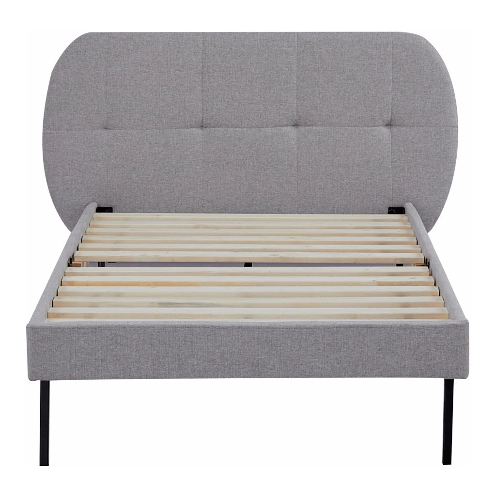 Letto Singolo Porvoo con Testiera e Materasso 90x200 cm Rivestimento in Tessuto - Grigio [en.casa]