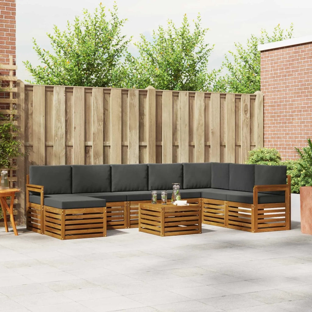 Set di divani da esterno con cuscino 9 pcs Naturale e Antracite