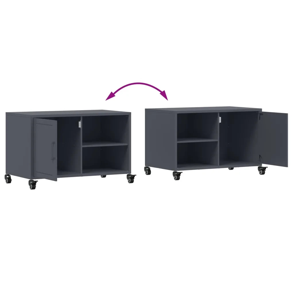 Mobile TV Antracite 68x39x43,5 cm in Acciaio Laminato a Freddo