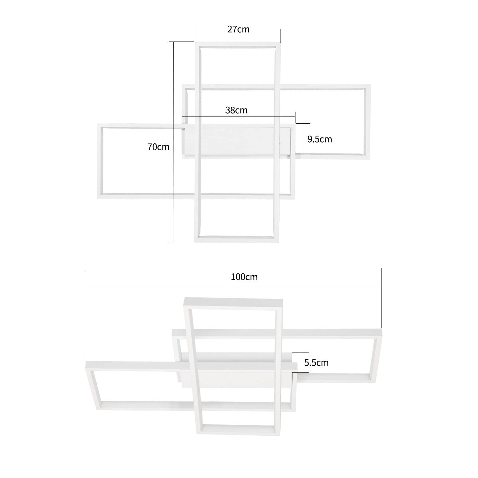 ZMH Lampada da soffitto LED moderna geometrica rettangolare 100cm per soggiorno camera