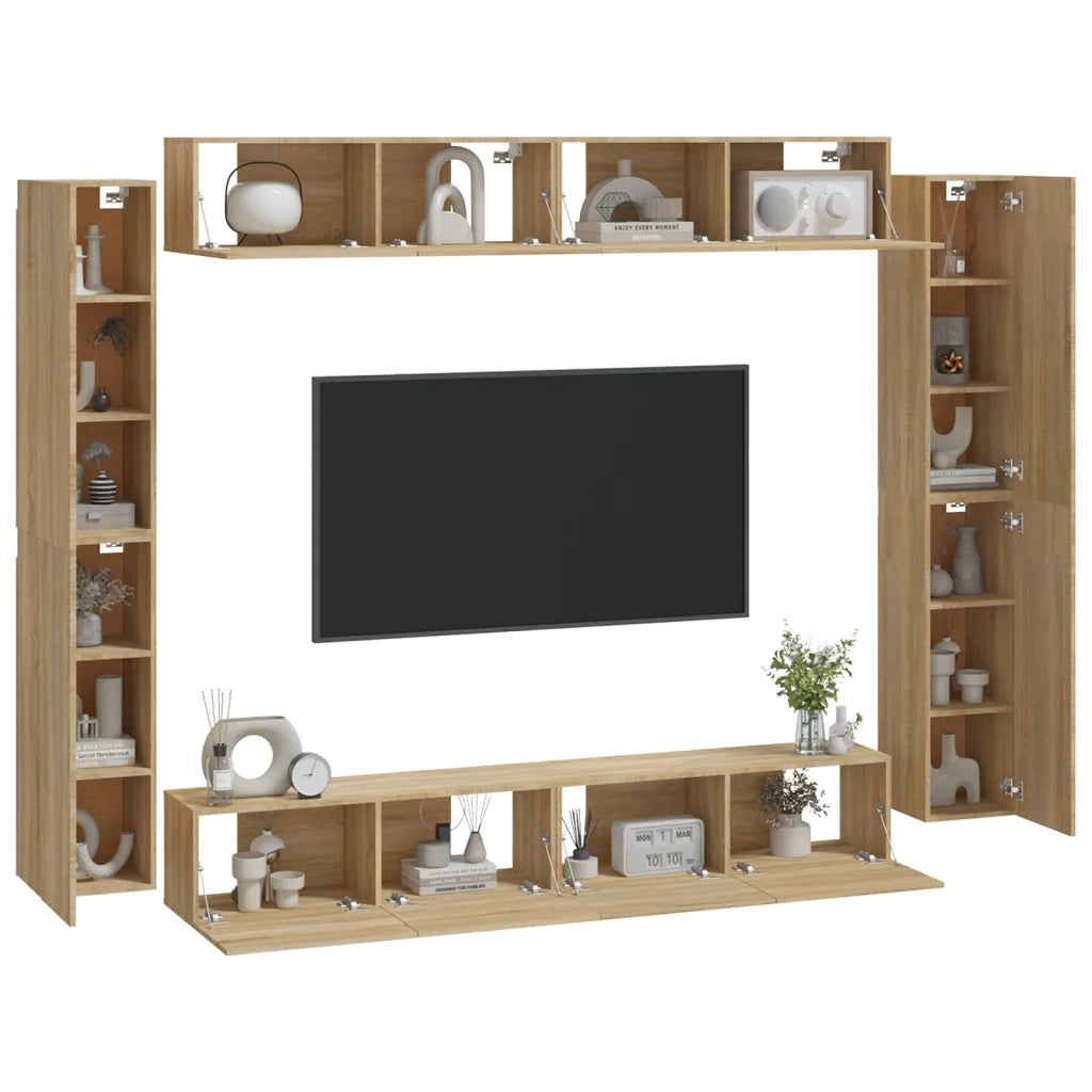 Set Mobili Porta TV 8pz Rovere Sonoma in Legno Multistrato 3114296
