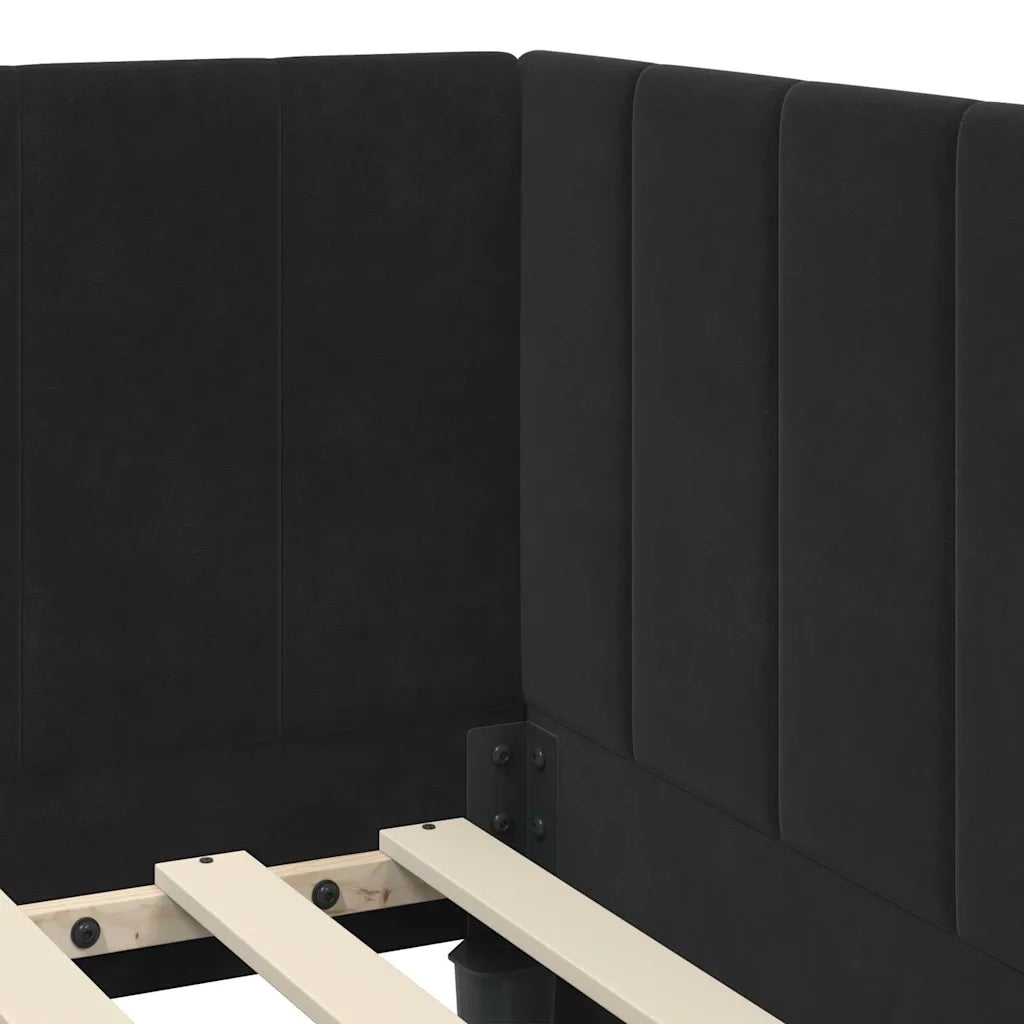 vidaXL Cornice del letto ad angolo Nero 90 x 200 cm Velluto