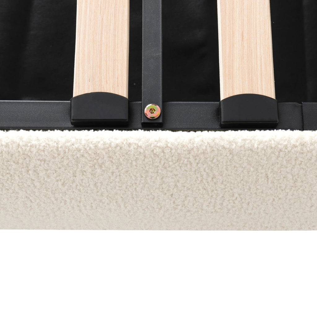 Letto matrimoniale imbottito con contenitore idraulico e rete 140x200 cm beige