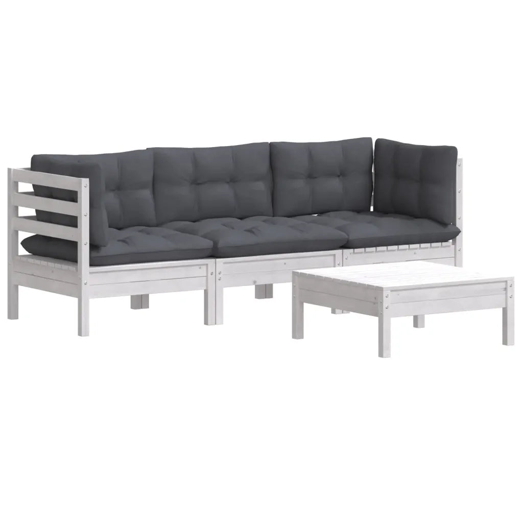 Set Divani da Giardino 4 pz con Cuscini Antracite Legno di Pinocod mxl 121440