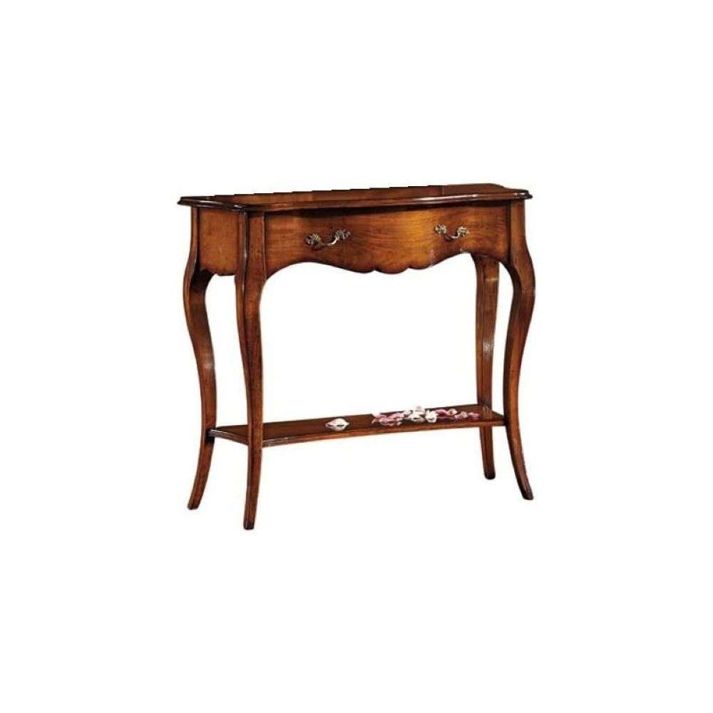 Consolle 1 cassetto grande arte povera in legno massello e mdf con rifinitura noce Bassano- Mis. 101X40X89 H