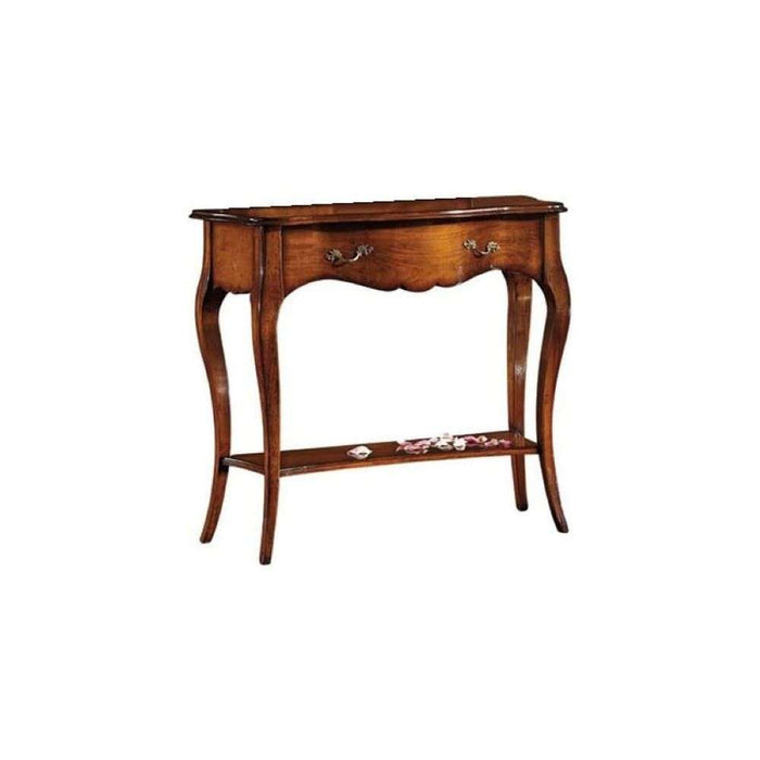 Consolle 1 cassetto grande arte povera in legno massello e mdf con rifinitura noce Bassano- Mis. 101X40X89 H