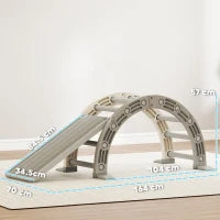 Struttura per Arrampicata, per Bambini di 18-48 Mesi, 4 in 1 con Arco di Arrampicata, Dondolo, Rampa e Scivolo 164x70x57 cm, Grigio e Bianco