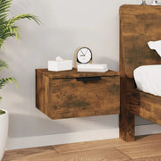 Comodino a Muro-Tavolino da notte sospeso Rovere Fumo 34x30x20 cm