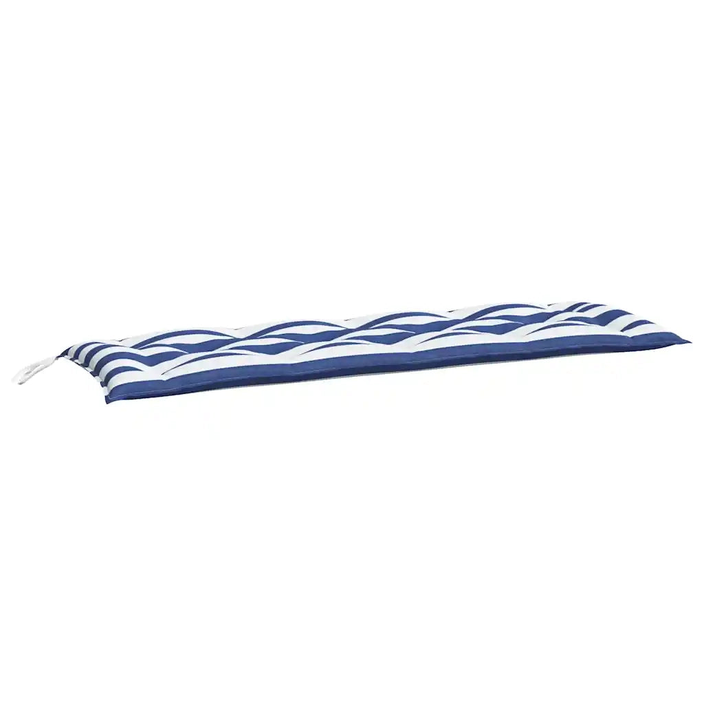Cuscini Panca Giardino 2pz-Cuscini per panchina da esterno Righe Bianche Blu 150x50x7cm Tessuto