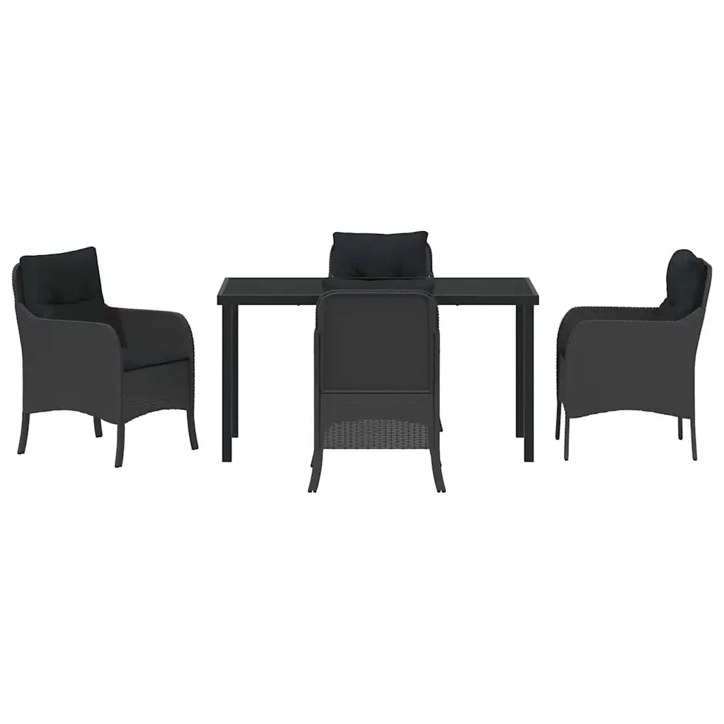 Set da Pranzo per Giardino con cuscino 5 pcs Nero polyrattan 3380150