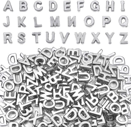 Lettere di Acquario 130 pezzi 12,5mm Grande Foro - Spacer Acrilico Lettere - Argento - Fai da Te Gioielli - Adatto per Bracciali/Colli