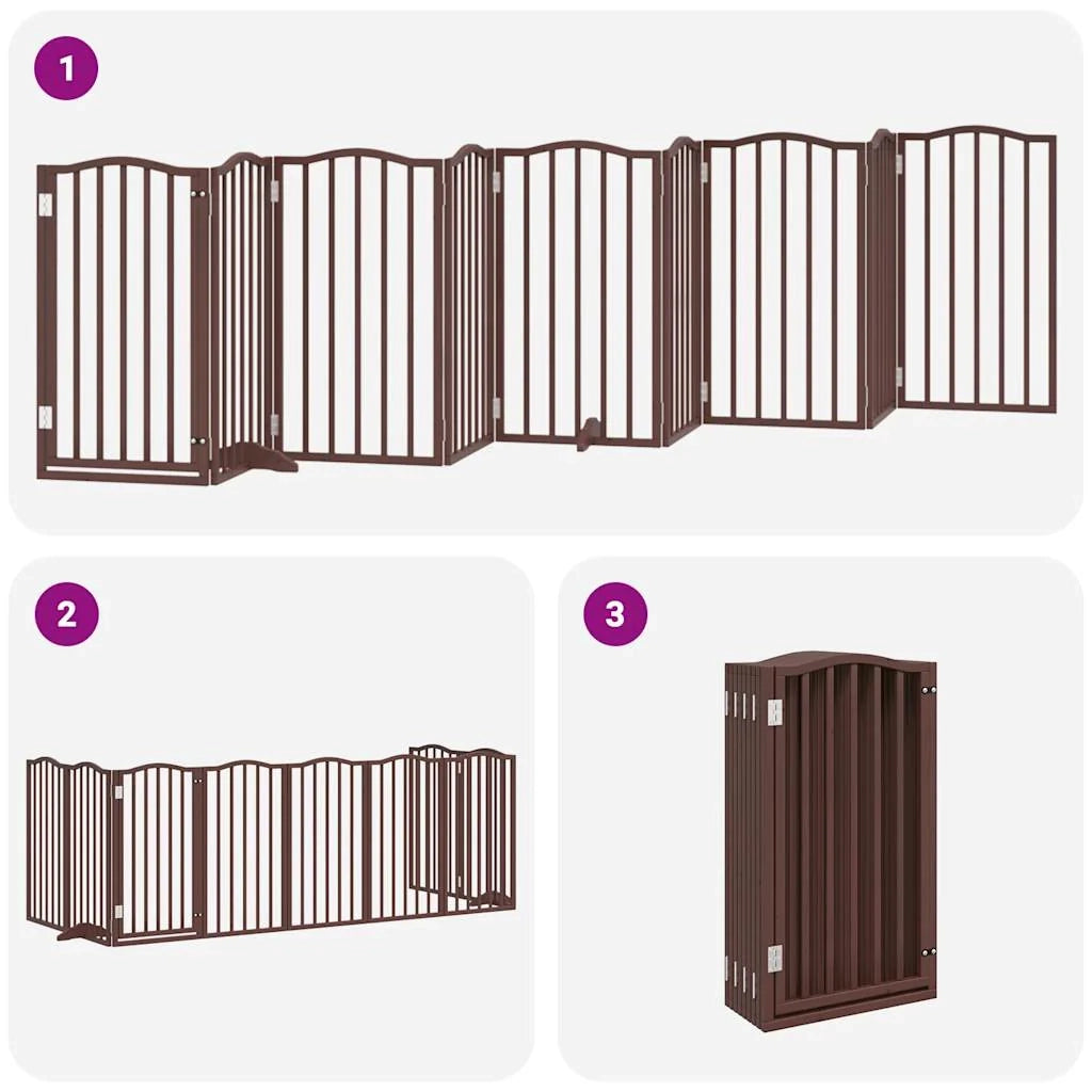Cancelletto di sicurezza per animali domestici porta pieghevole 9 pannelli legno di pioppo marrone 02_0023276