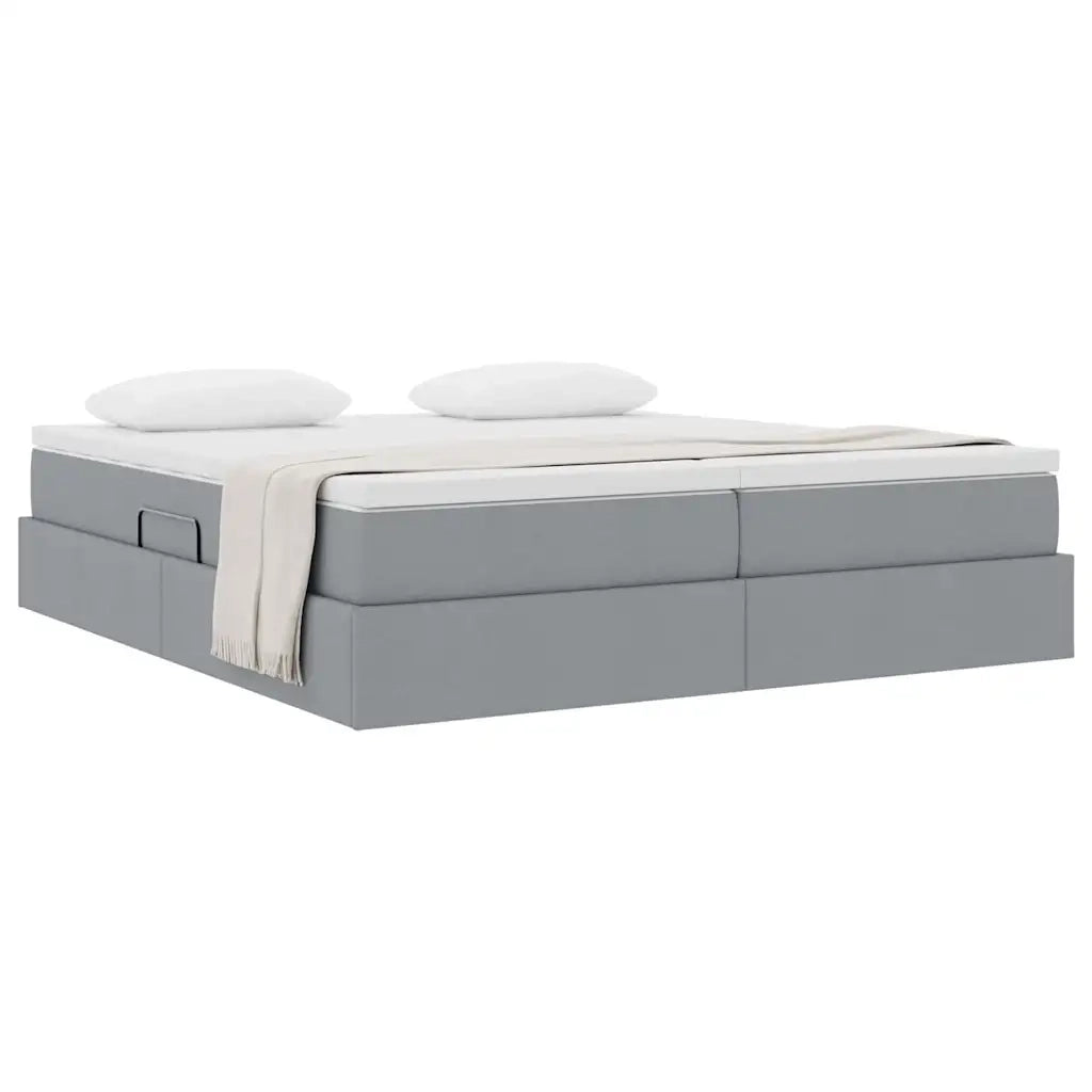 Letto con contenitore e materasso Grigio chiaro 200 x 200 cm