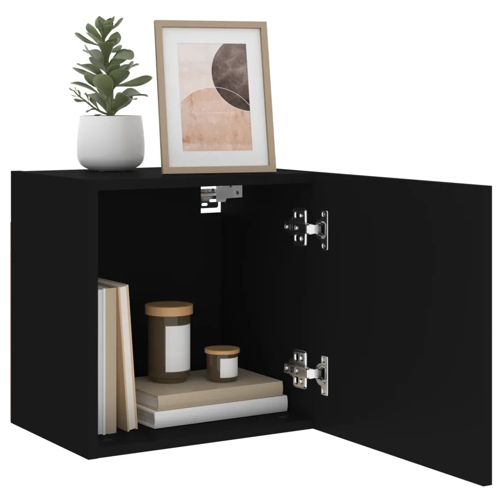 Mobili TV a Parete 2pz-Credenza TV-Console TV Neri 40,5x30x40 cm in Legno Multistrato