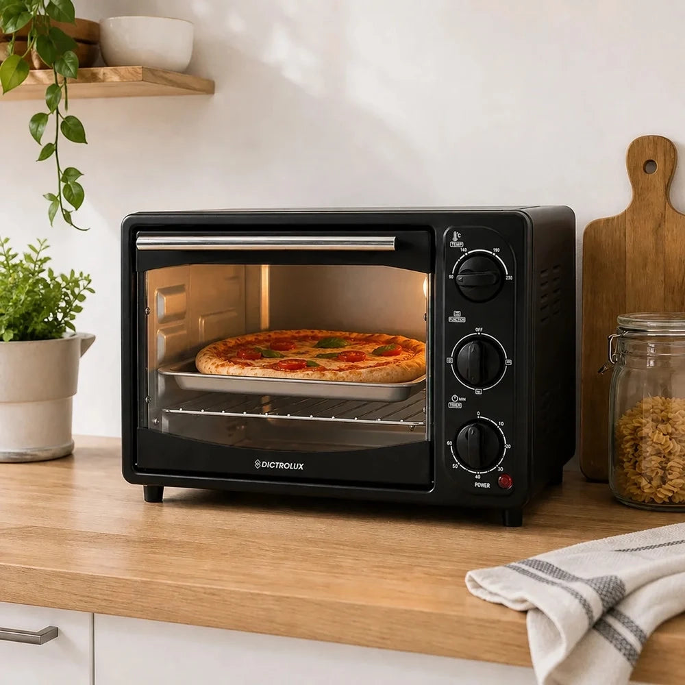 Trade Shop - Forno Fornetto Elettrico 18 Litri 1300w Con Timer Maglia Antiscottatura 3 Modalità Cottura -