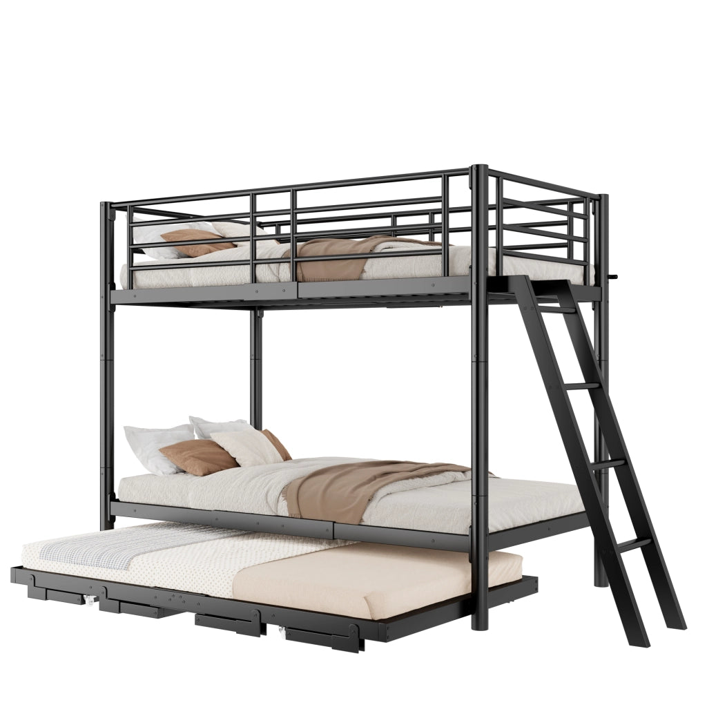 Letto a castello con letto estraibile 90x200 cm; estendibile a 180x200 cm; nero