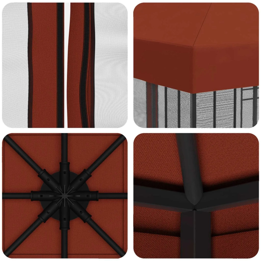Gazebo | Pergolato da giardino con pareti laterali 3 x 3 m Terracotta