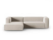 Cosmopolitan Design - Divano angolare sinistro "Mackay" 4 posti in velluto ecru 