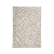 Tappeto in Pelle Dazzle Avorio e Oro con Pattern a Rombi