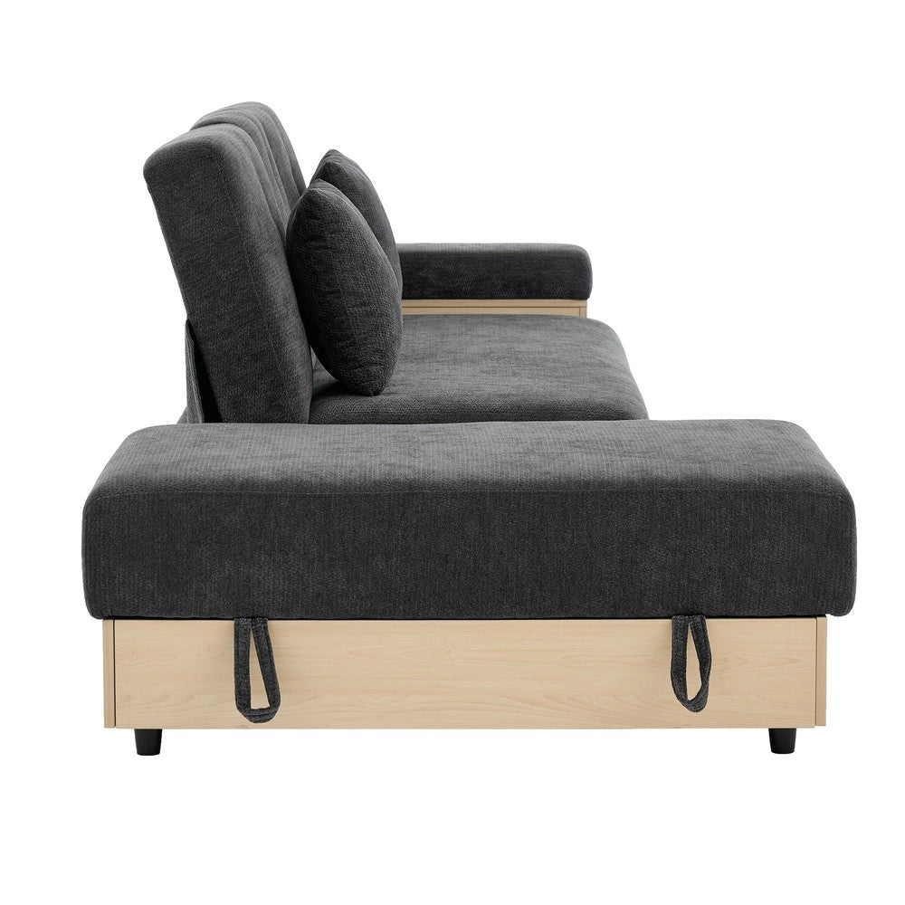 Divano angolare estraibile con cassetti ¨C Minimal ¨C grigio tessuto 217cm