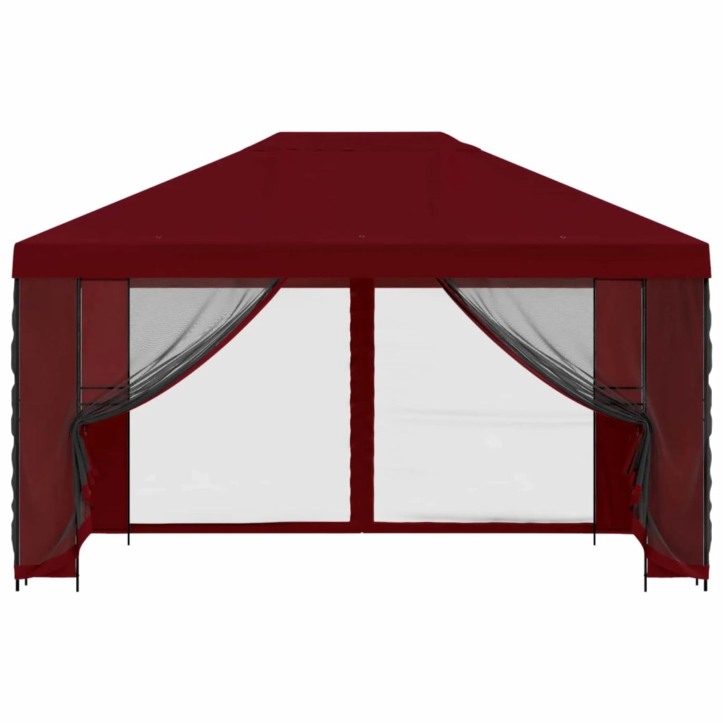 Gazebo da giardino con pareti laterali 4 × 3 m Borgogna 900395