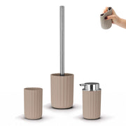 Set accessori bagno da 3 pezzi in gomma termoplastica tortora - Gummy