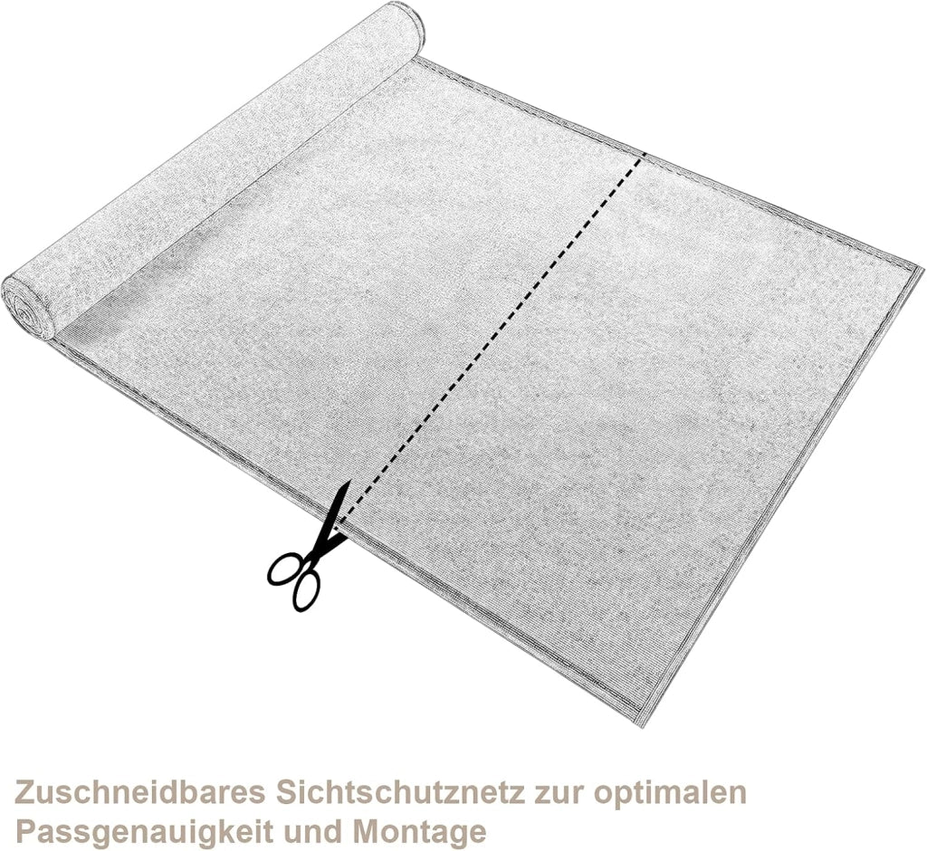 Rete Ombreggiante 1.2x20m, Telo Frangivista per Recinzione da Giardino 180 g/m² HDPE, con Occhielli e Fascette, Resistente alle Intemperie, per Esterno, Balcone e Giardino, Antracite