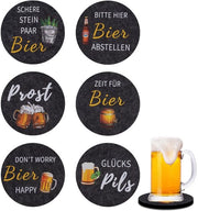 Set di supporti in velluto con frasi, 6 supporti in velluto con frasi, supporti in vetro, supporti per bicchieri, regalo di Oktoberfest, decorazione da tavola per festa tematica
