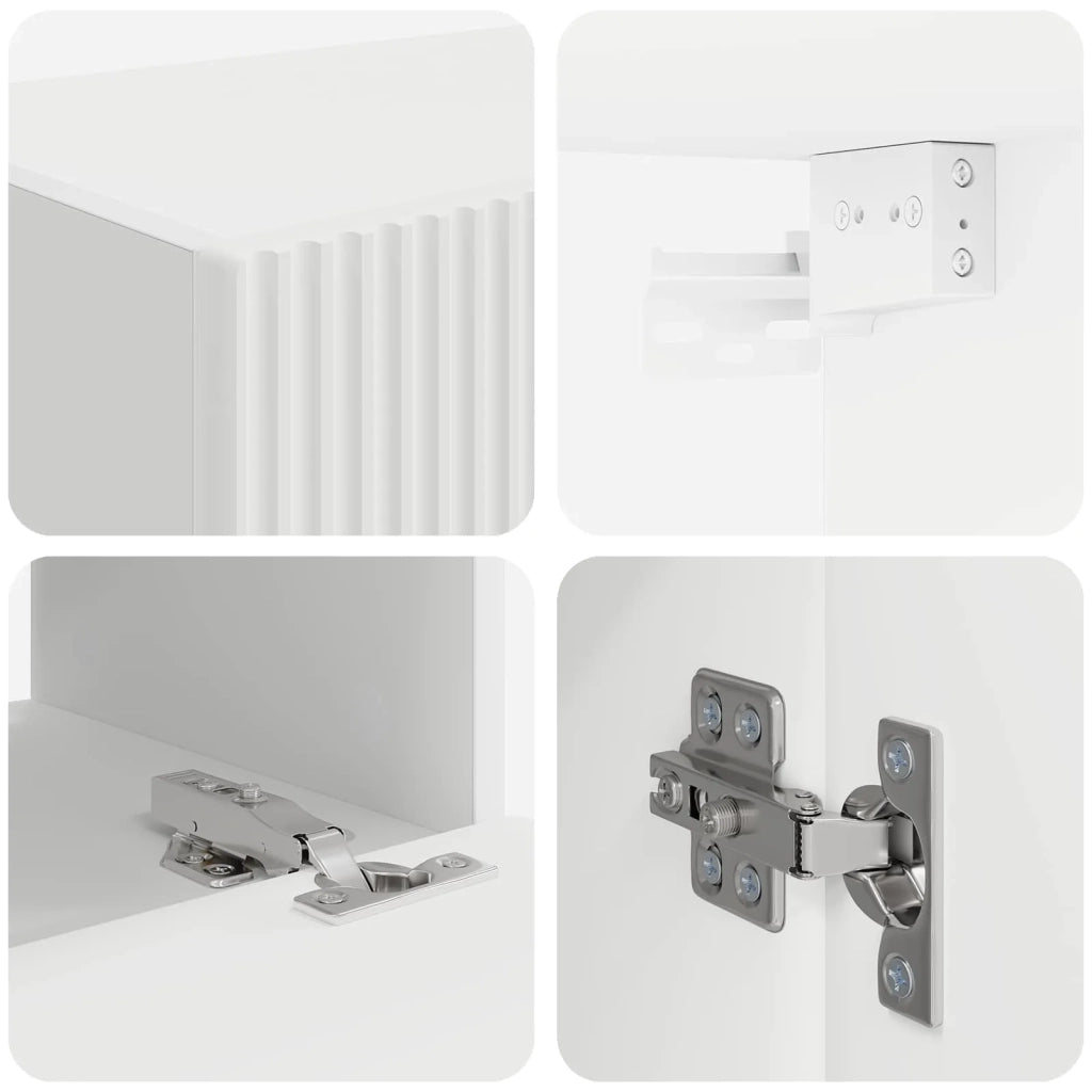 Set di Mobiletto da TV a Parete 4 pcs Bianco Legno multistrato 3408907