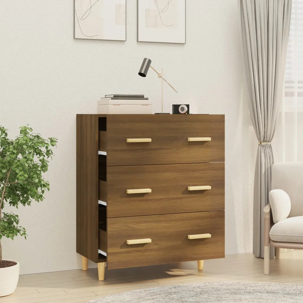 Credenza Rovere Marrone 70x34x90 cm in Legno Multistrato 817347