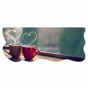 Tappeto Cucina Gomma Pvc Moderno Sagomato Antimacchia Stampa Digitale HD Caffè Cuori 50x120 cm