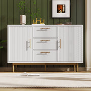 Cassettiera con 2 Ante e 3 Cassetti; Ripiano Regolabile; Stile Moderno; in Pannello Truciolare; Bianco; 120??40??75 cm