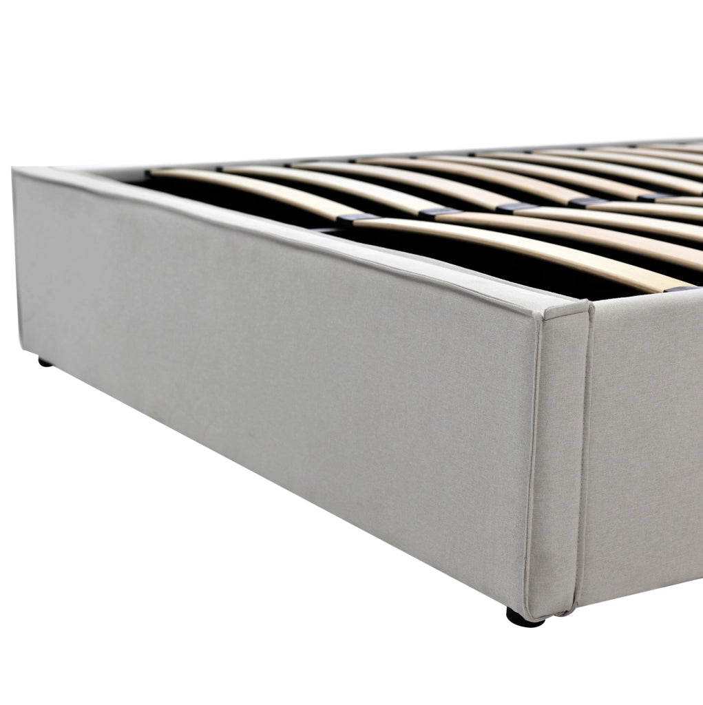 Letto imbottito 90x200 cm con contenitore sollevabile; cotone grigio chiaro (Senza materasso)
