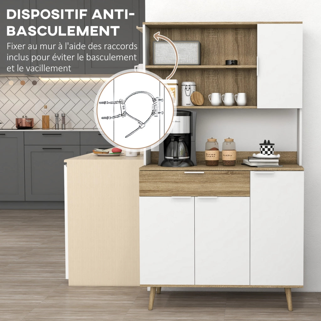 Mobile cucina scandinavo con 4 ante e cassetto ¨C Xylo ¨C Bianco e legno naturale 98x39x180 cm
