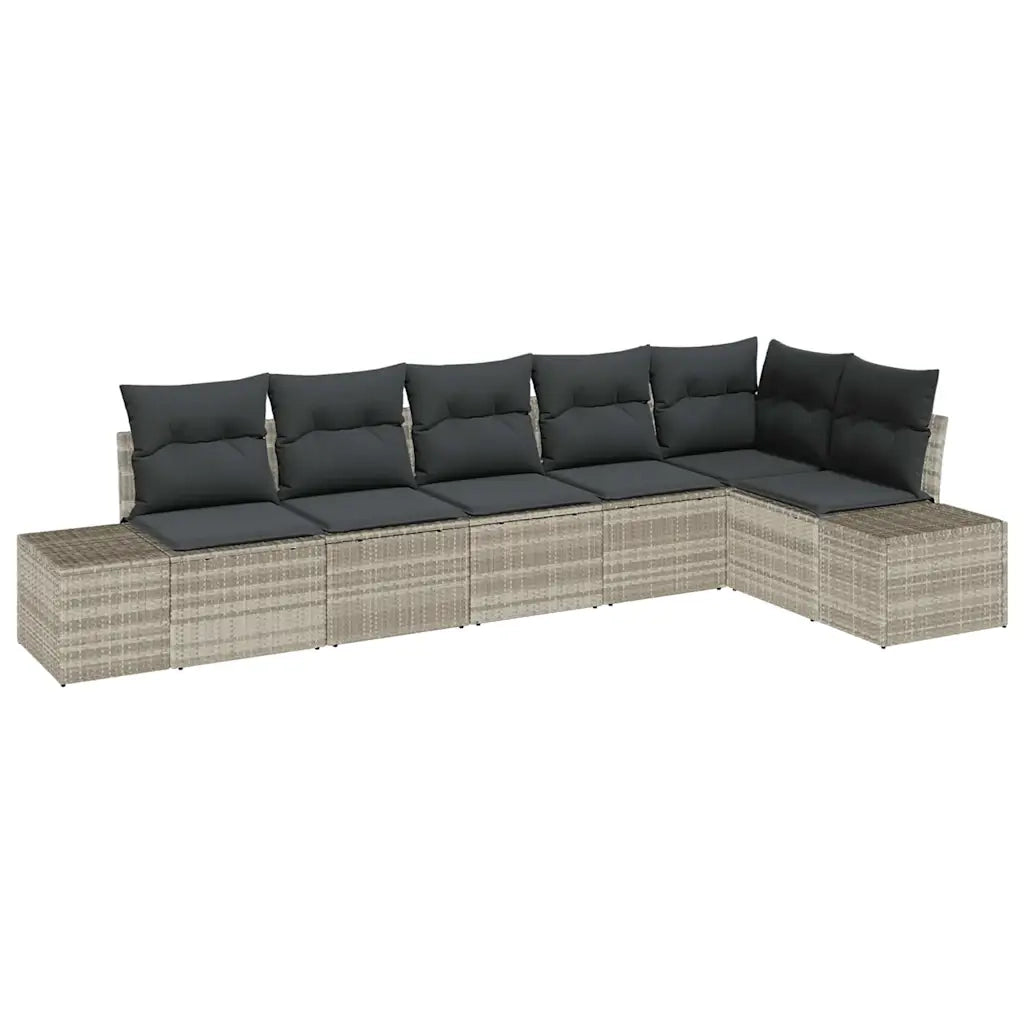 Set Divano da Giardino 6 pcs Grigio chiaro polyrattan 3355751