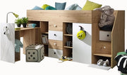 Letto a Soglia con Scrivania e Spazio di Deposito per Bambini e Adolescenti - Letto a Soglia Multifunzionale 248,5x93x123 cm