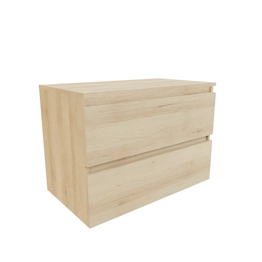 Mobile bagno sospeso 60cm due cassetti rovere chiaro stone oak con top | Hexa
