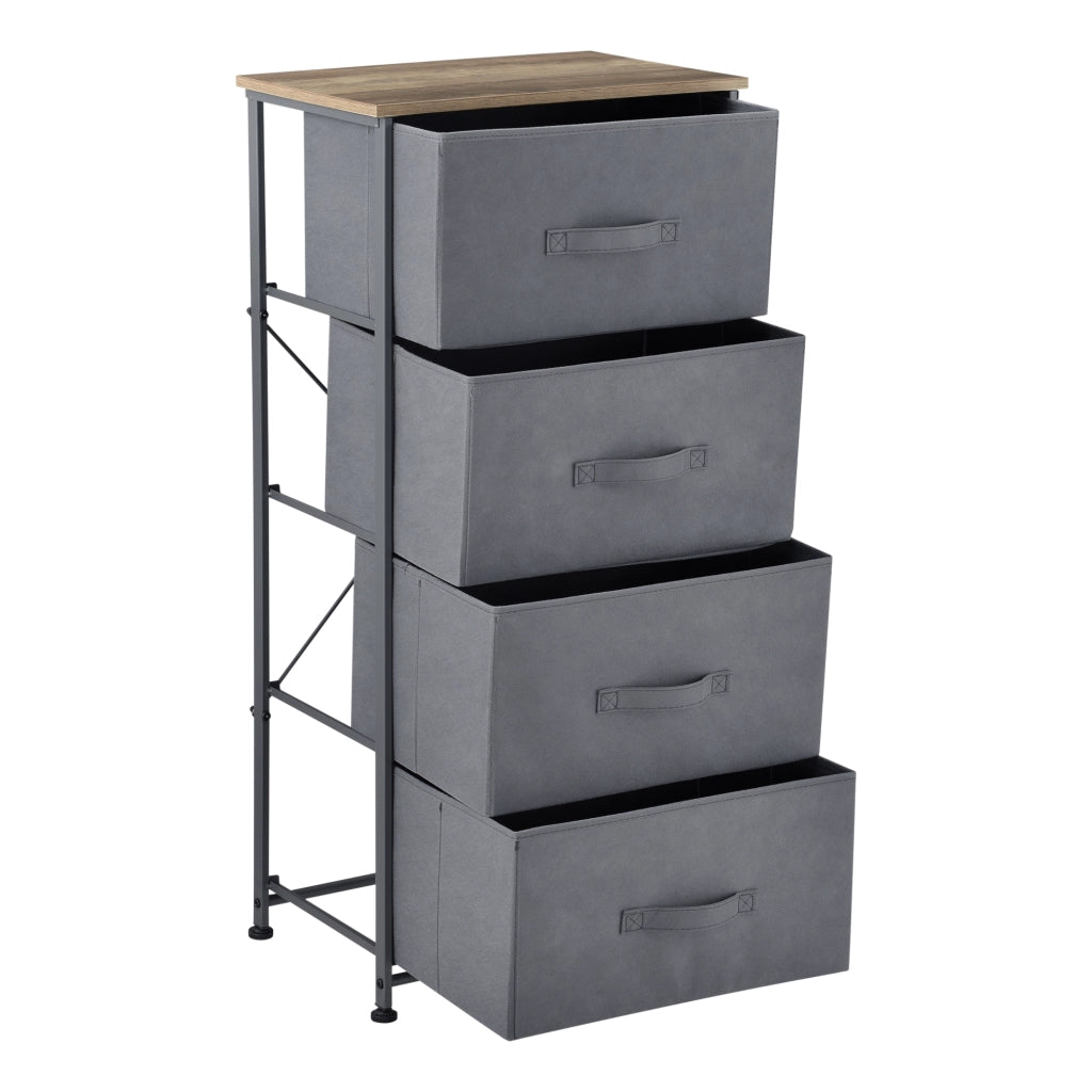 Cassettiera a Colonna con 4 Cassetti in Tessuto Grigio scuro pro.tec
