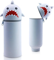 Etui in silicone con tema animale - carino 2-in-1 portasigarette in silicone morbido | Portasigarette e tappo per penne | Portasigarette per scuola, ufficio (Squalo grigio)