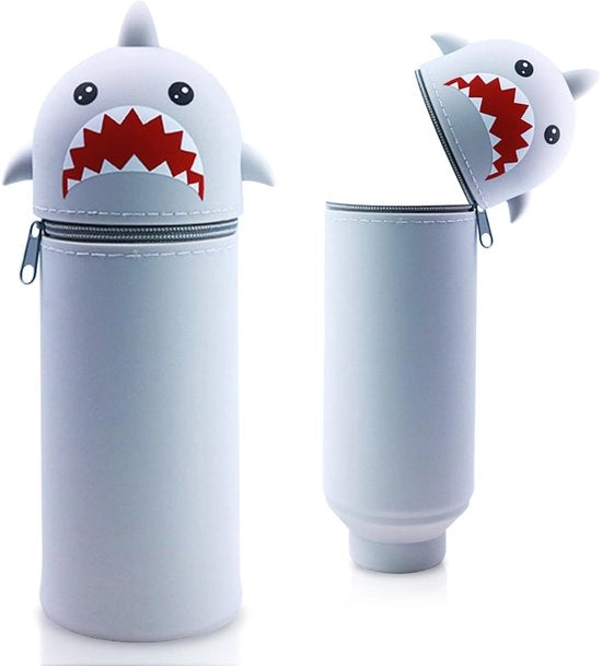 Etui in silicone con tema animale - carino 2-in-1 portasigarette in silicone morbido | Portasigarette e tappo per penne | Portasigarette per scuola, ufficio (Squalo grigio)